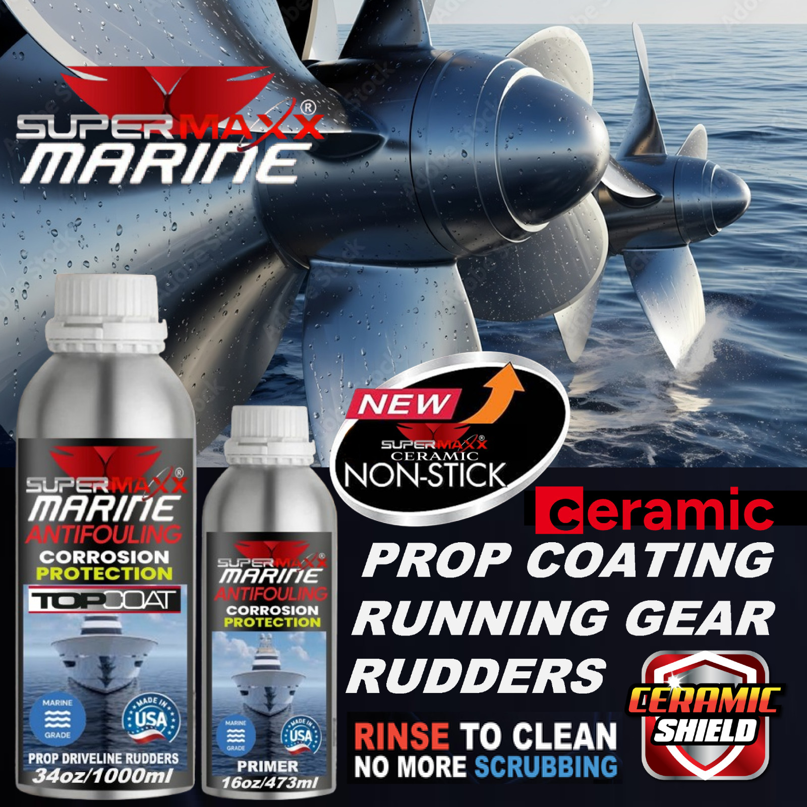 ANTIFOULING PROPELLER CERAMIC COATING RUNNING GEAR RUDDERS "TOP COAT & PRIMER"