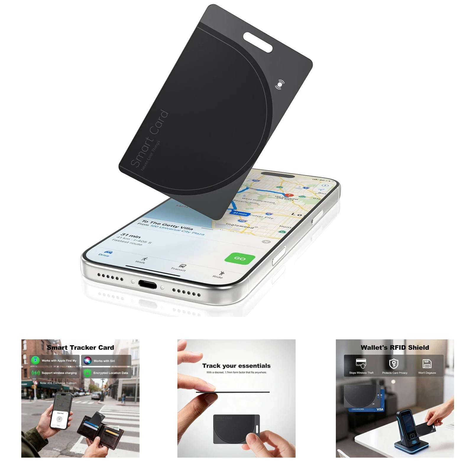 Wallet Tracker Card Bluetooth Finder Compatible with Apple Find My Waterproof