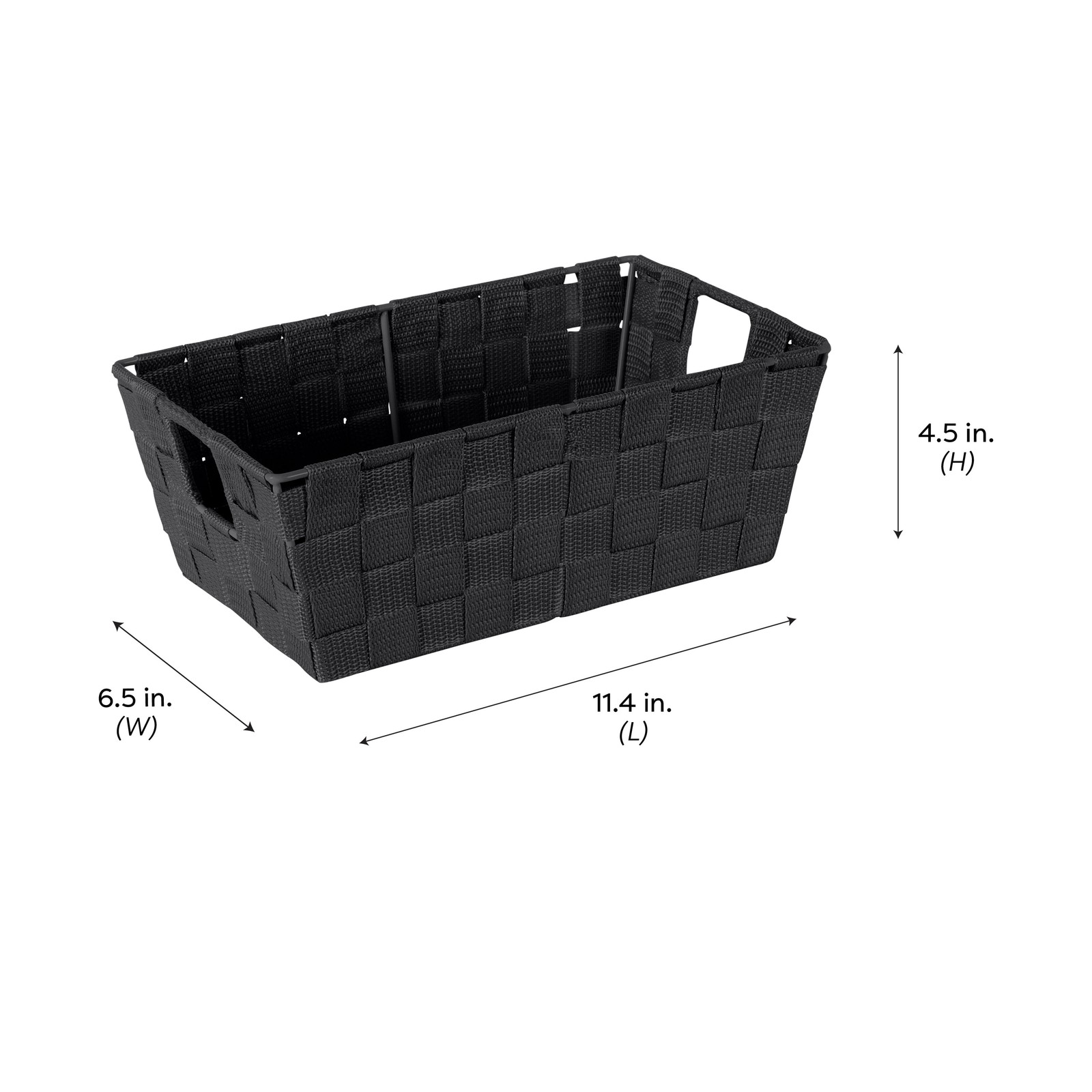 Simplify Small Woven Storage Shelf Bin, Black