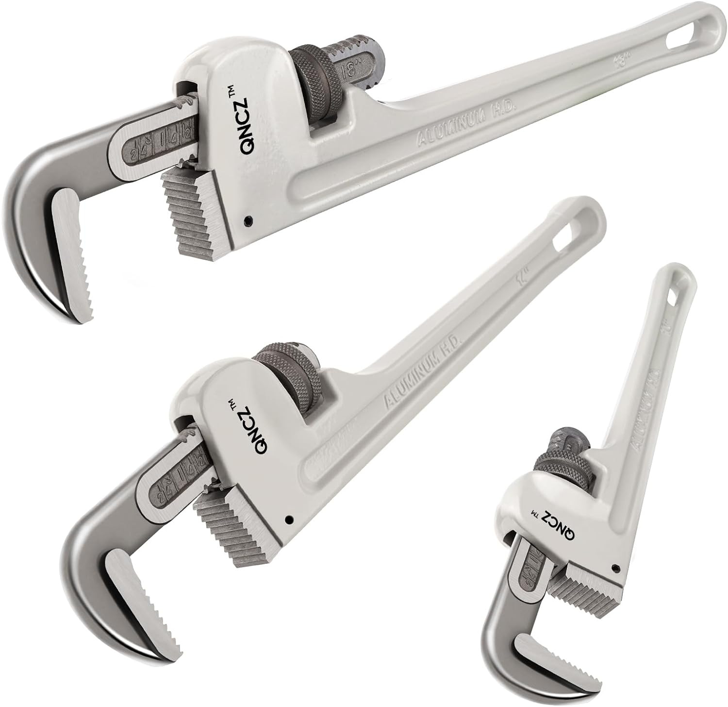 Pipe Wrench Set Professional Aluminum 10,14,18 Inch Heavy Duty Plumbers Wrench