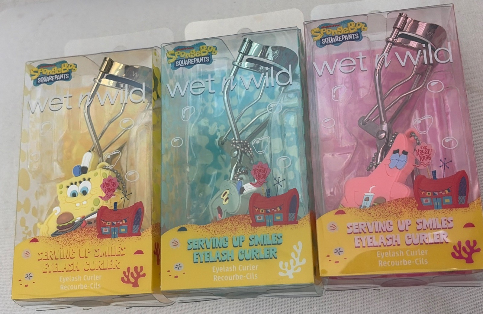 Wet N Wild SpongeBob Patrick Star Squidward Serving Up Smiles Eyelash Curler SET