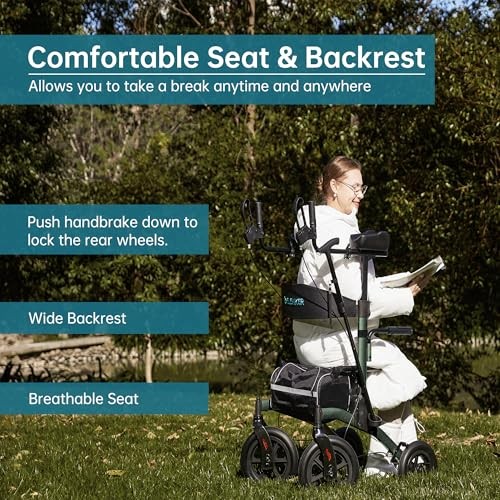 ELENKER ALL-TERRAIN UPRIGHT ROLLATOR WALKER, STAND UP ROLLING - Scratch & Dent