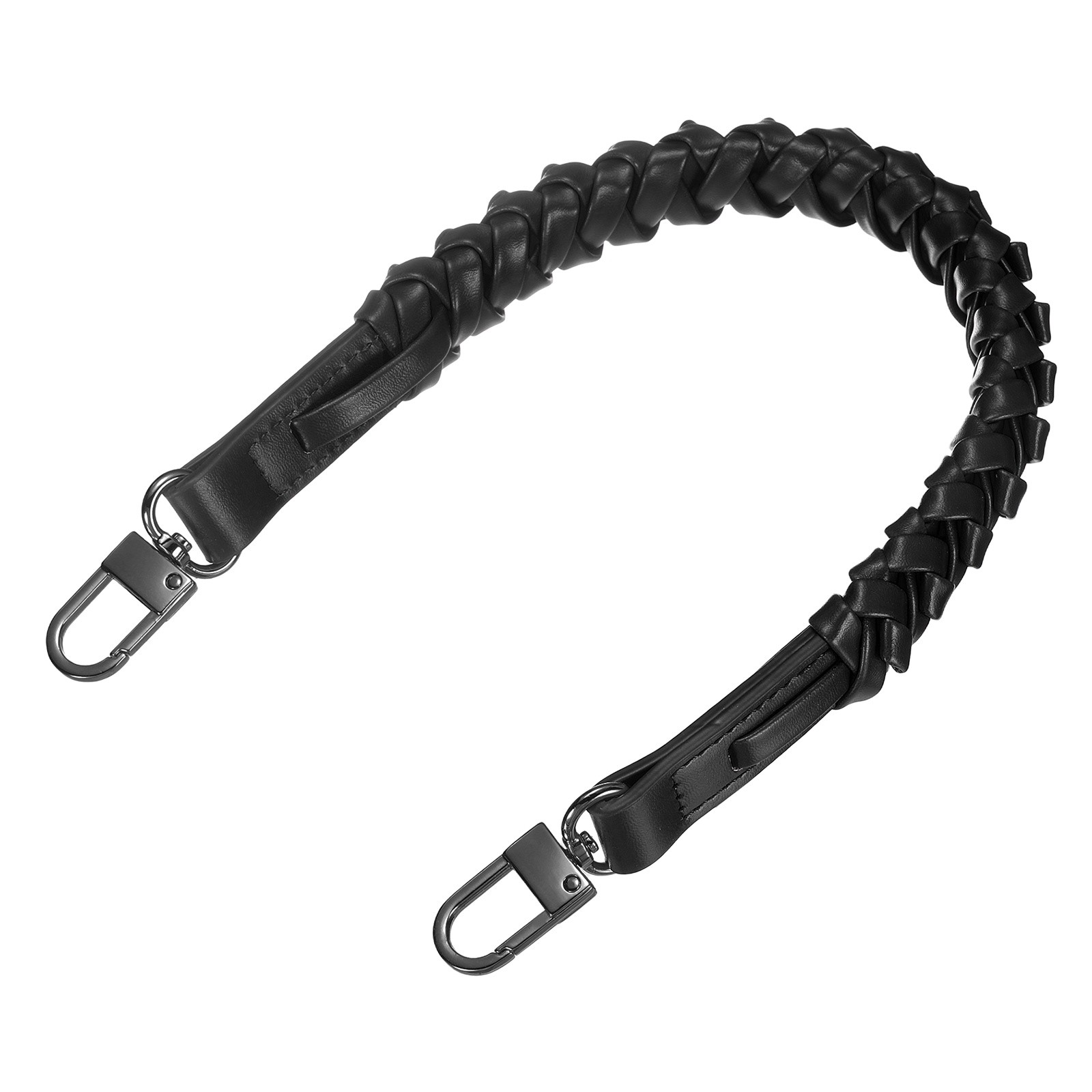Braided Purse Strap, 1Pc 44.7cm/17.6" Black PU Leather with Black Buckles