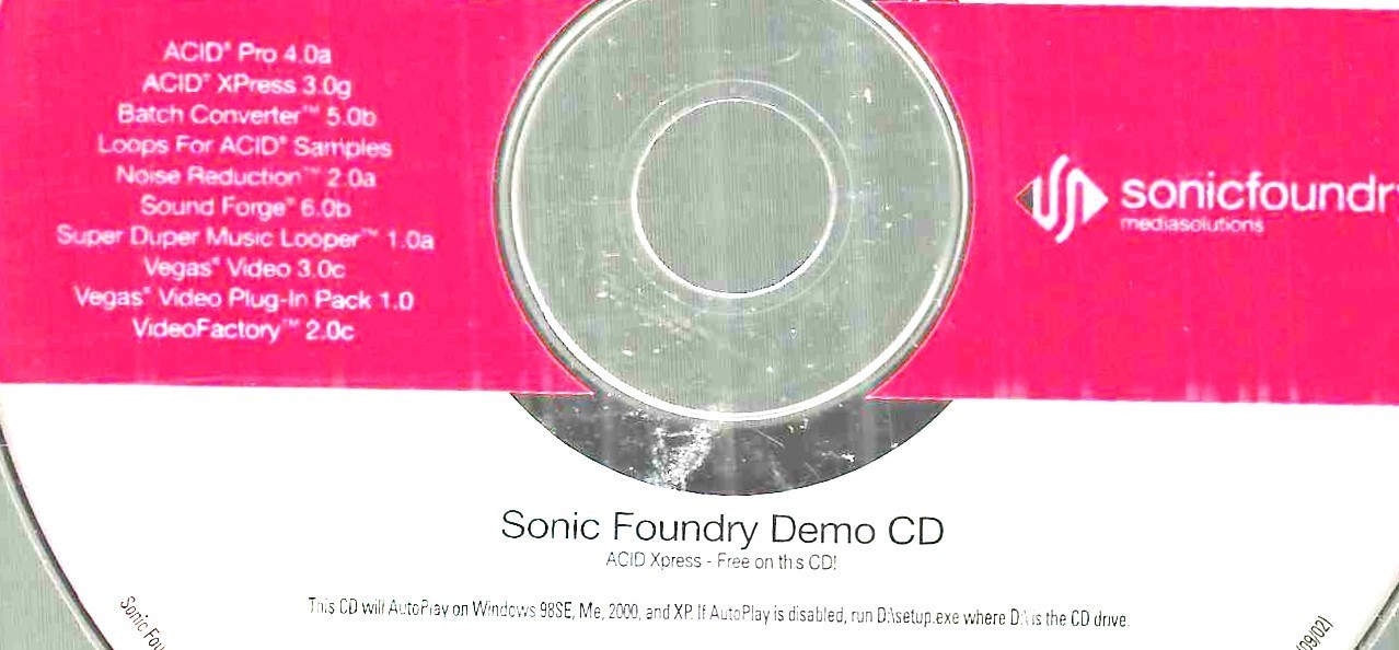 Sonic Foundry Demo CD-Acid Express Free on This CD
