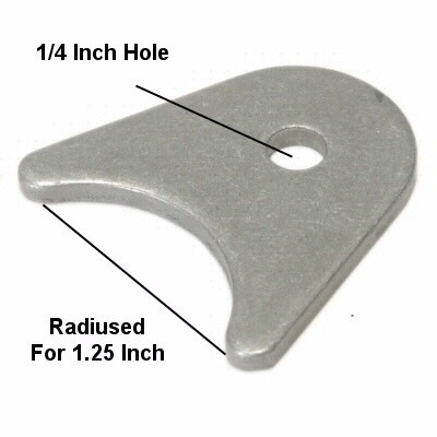 Weld On Radiused Mounting Tab For 1.25 Inch Tubing With 1/4 Inch Hole - 10 Pack