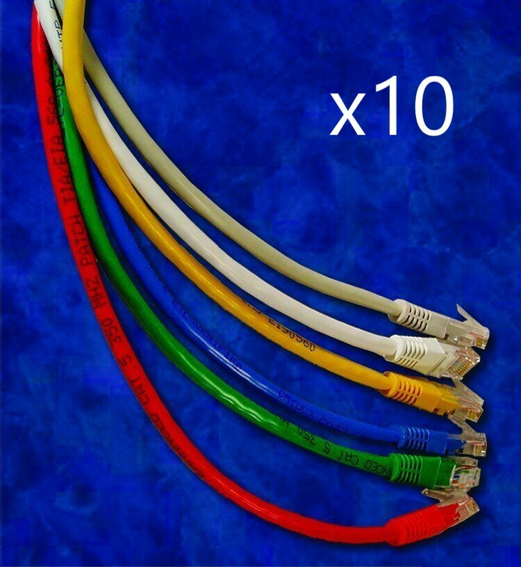 10 Pack - 25ft CAT5e Ethernet Network LAN Router Patch Cable Cord - Pick Colors