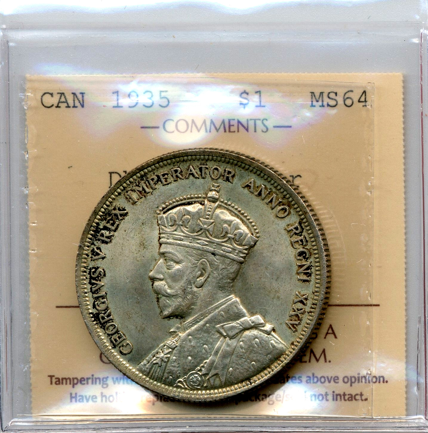 1935 Canada $1, Double Voyageur - Choice Uncirculated, ICCS MS64