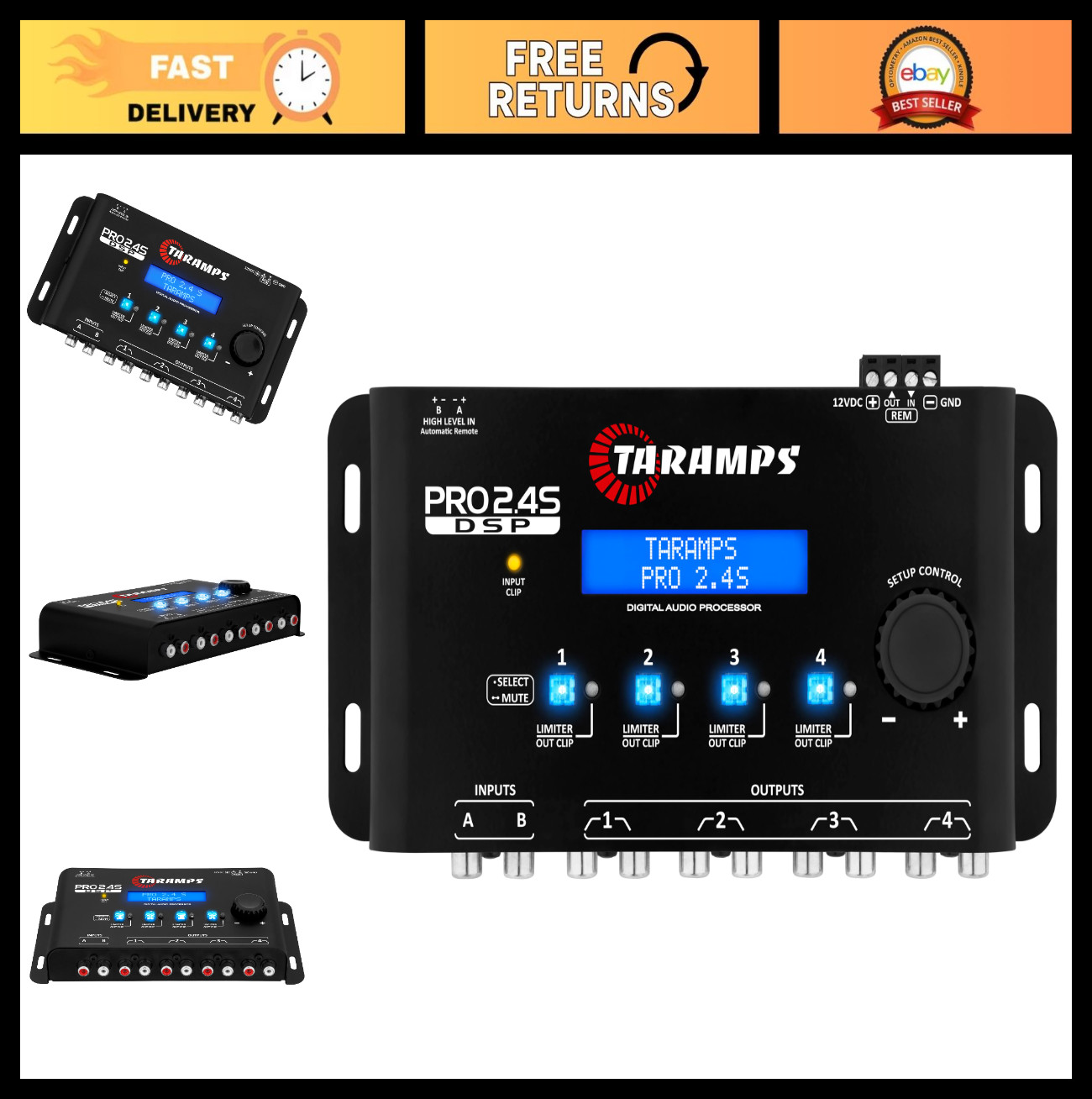 Digital Signal Processor DSP Crossover Equalizer 15-Band Graphic EQ 2-In 4-Out