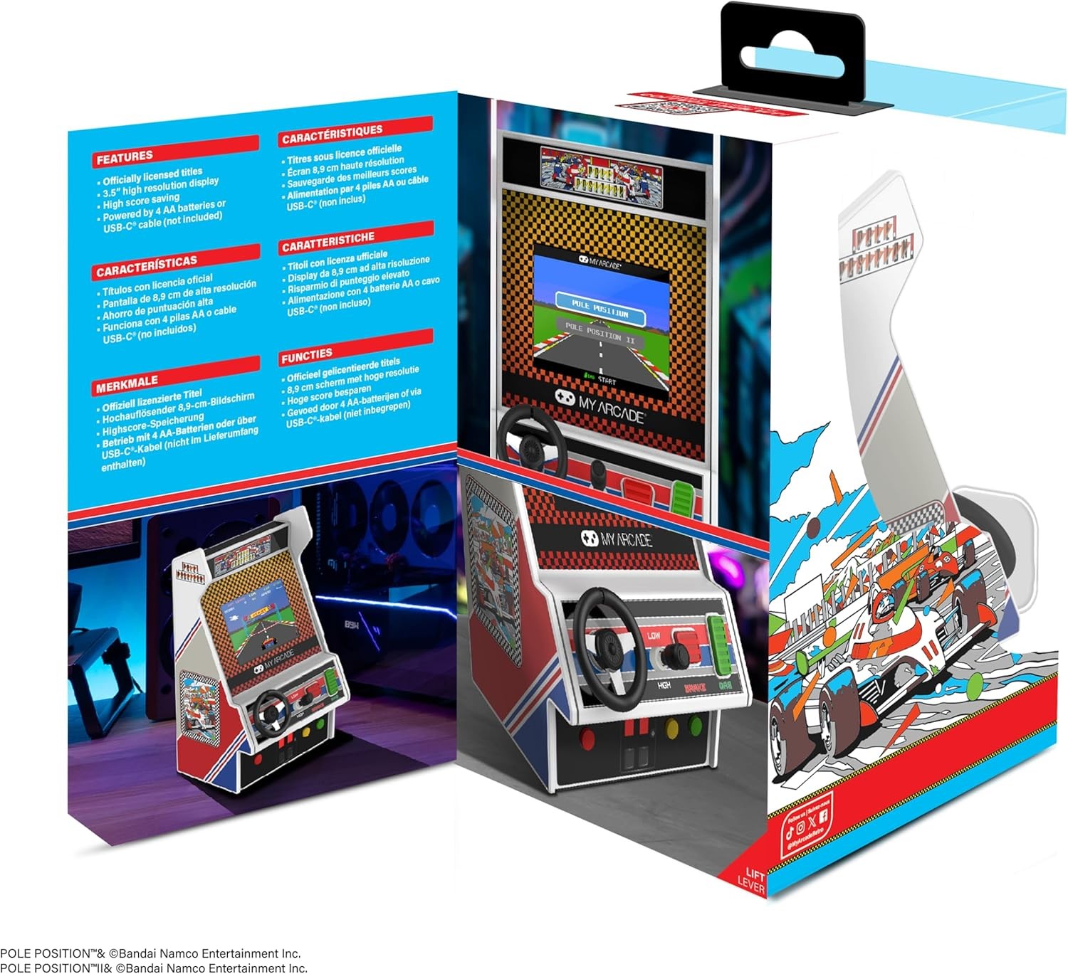 Pole Position Racing Player: Retro Mini Arcade Game Console with 2 Games. Real R
