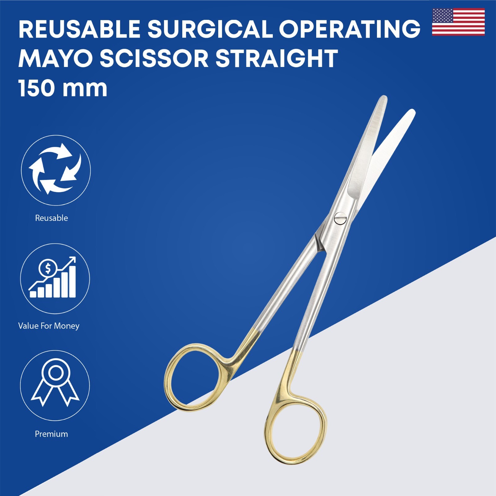 Surgical Operating Mayo Scissors Straight 150mm TC Premium Surgical Instruments
