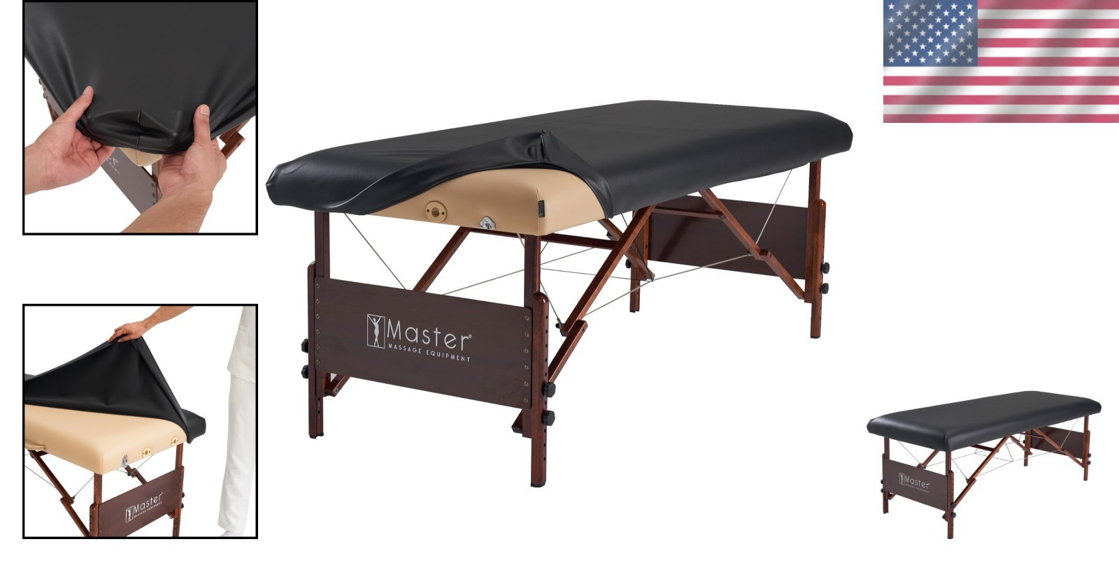 Water-Resistant Fitted Massage Table Cover, Black -