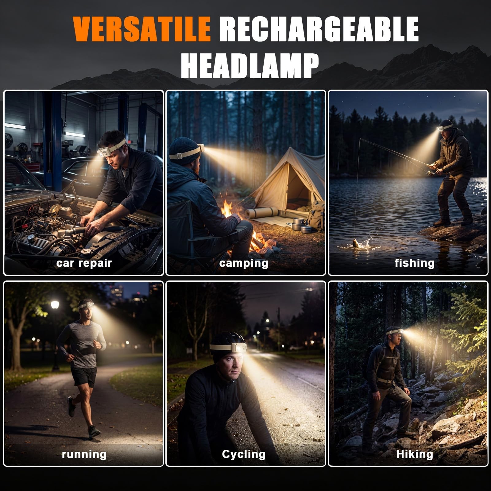 Led Headlamp Rechargeable, Super Bright Headlight Flashlight with Red Light, ...
