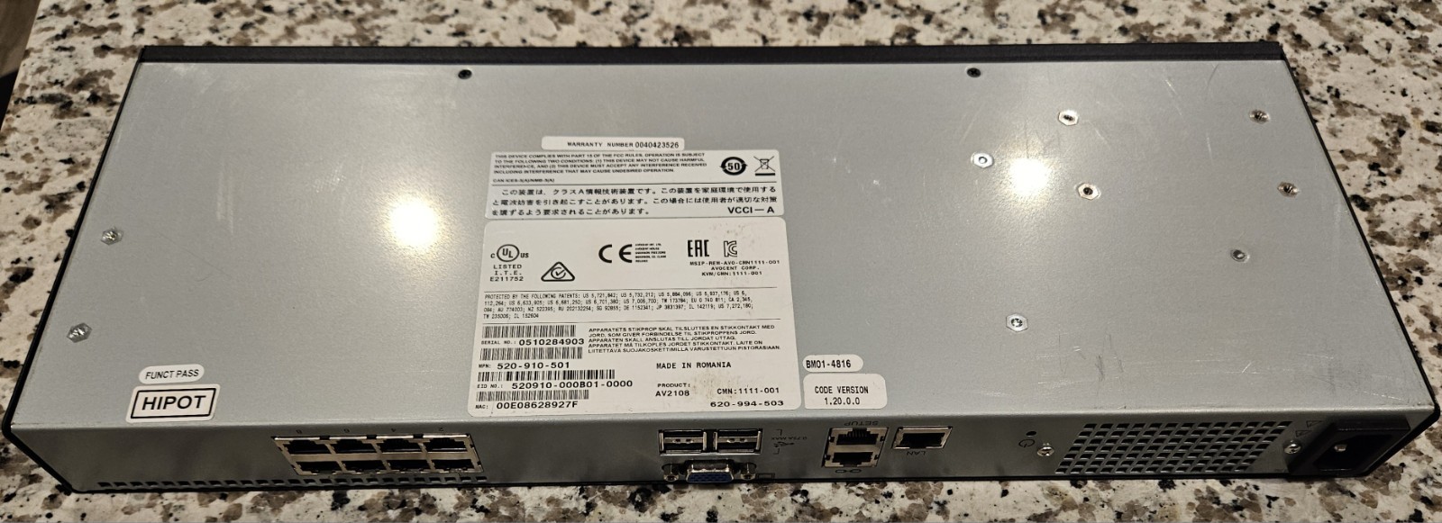 EMERSON NETWORK POWER AVOCENT AV AV2108 SWITCH