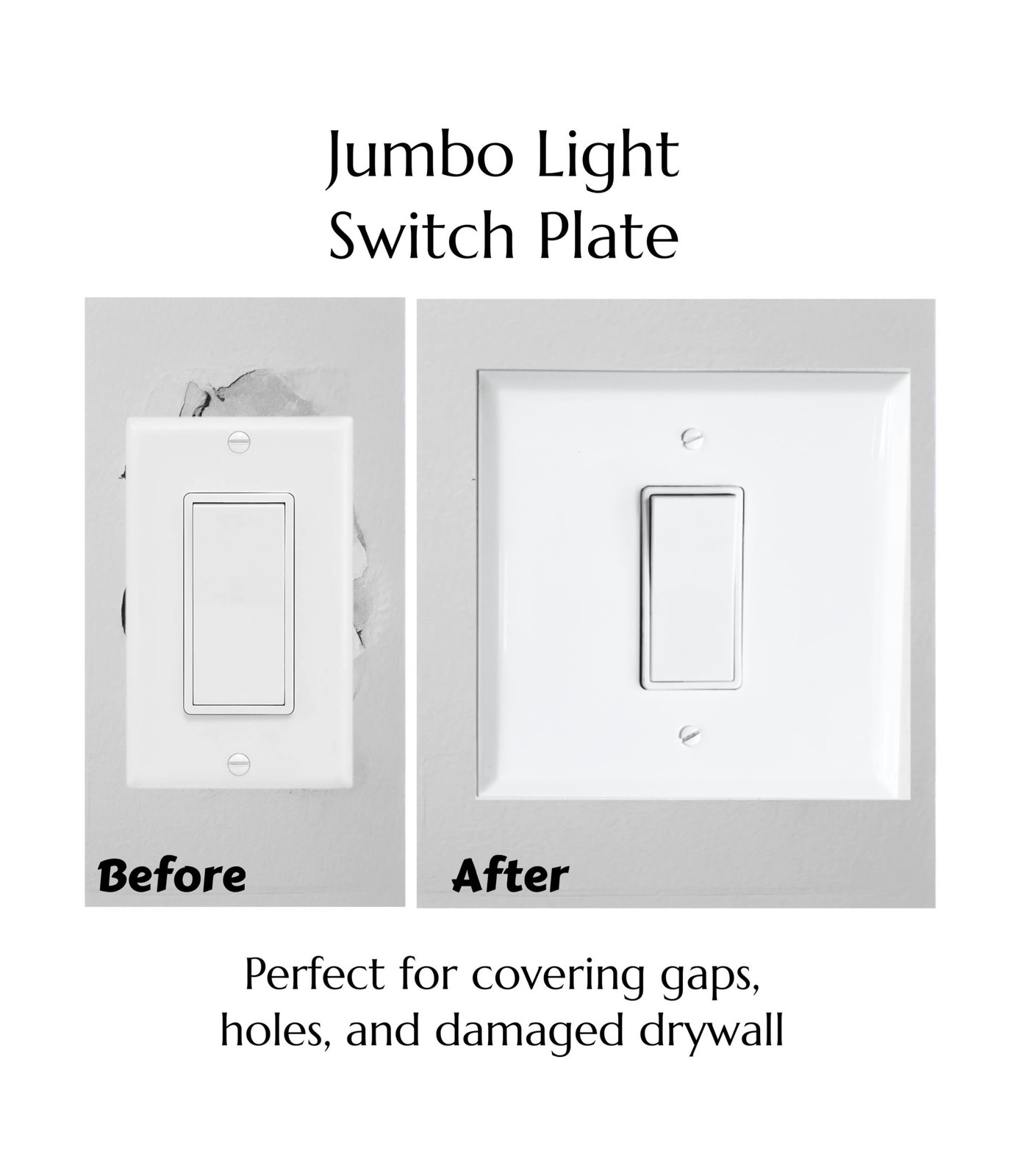 Oversized Metal Light Switch Plate 5.5” Jumbo 2 Gang | White Extra Large D