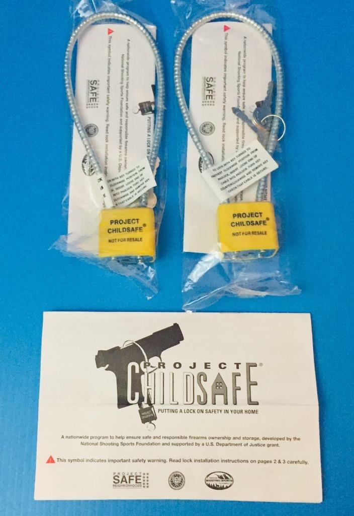 2 Gun Locks 13" Steel Cable Trigger Pistol Rifle Shotgun Rifle Project Childsafe