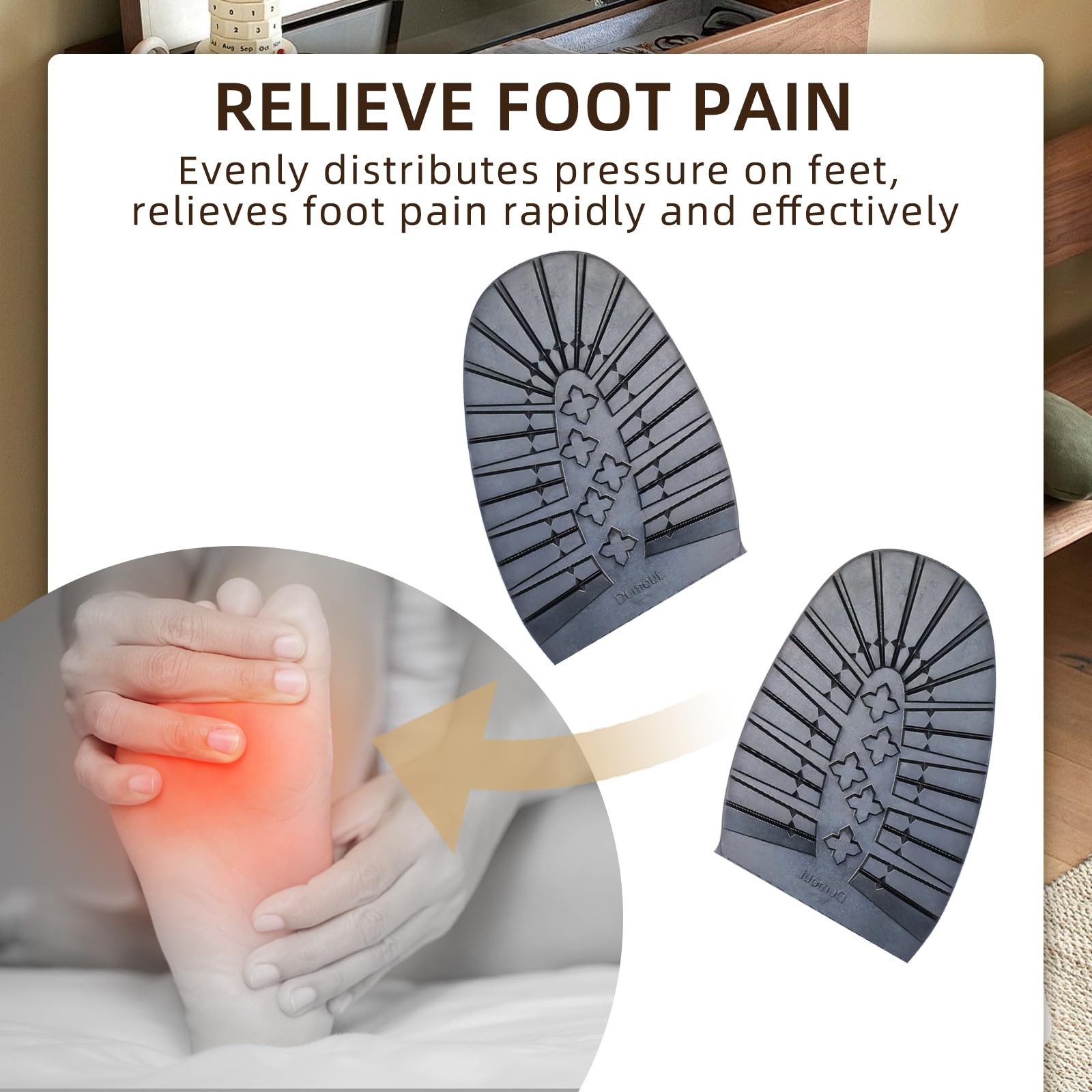 2 Pairs Rubber Half Replacement Soles, Anti-Slip Shoes Replacement Rubber Out...