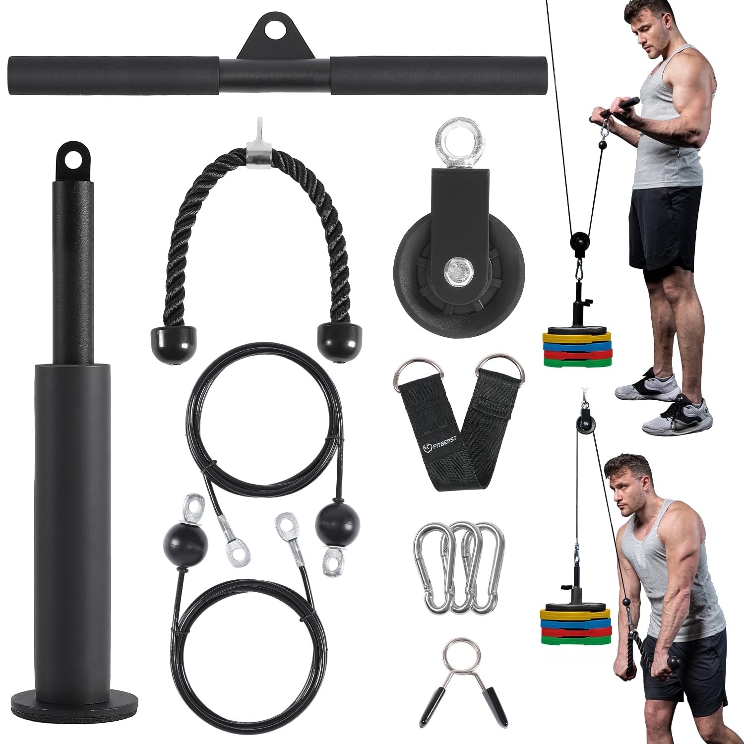 Cable Weight Pulley System for Home Gym - LAT Pulldown & Biceps Curl Equipment