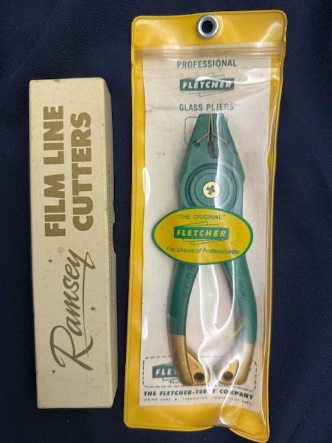Vintage Fletcher Glass Pliers and Ramsey Film Line Cutters new for stained glass