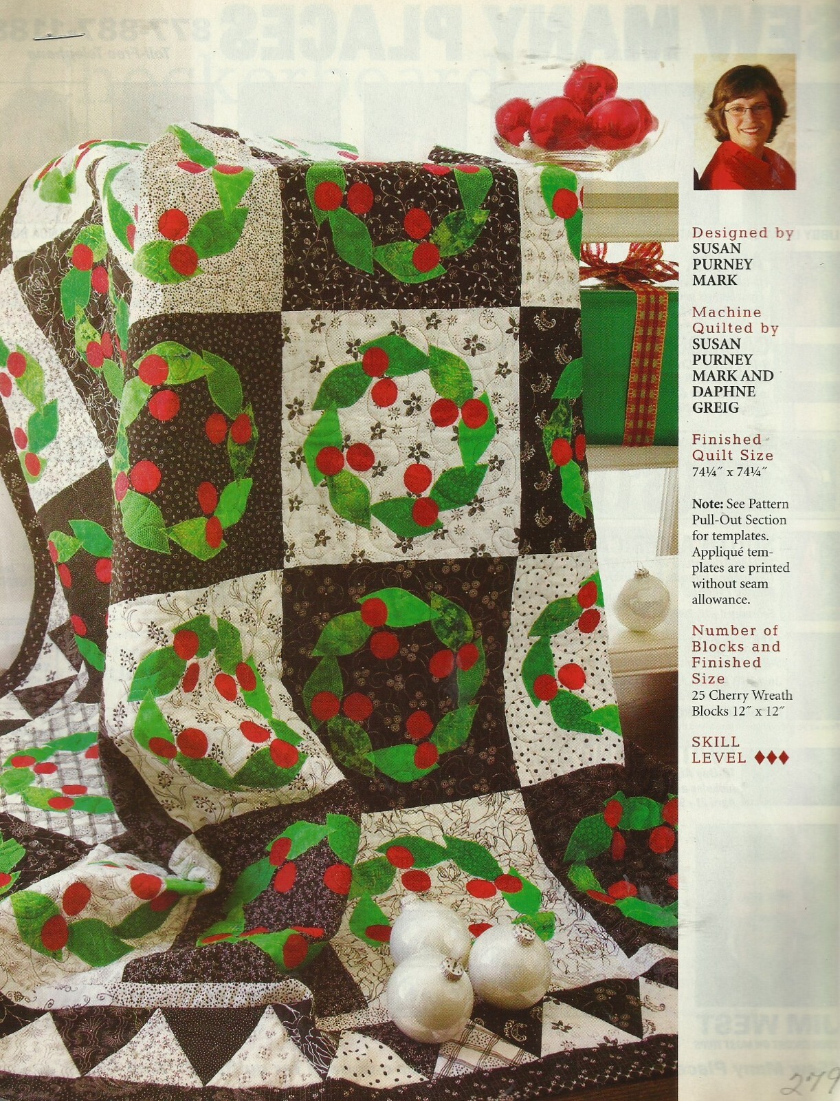 B0070  CHECKERBOARD CHERRIES QUILT PATTERN/INSTRUCTIONS
