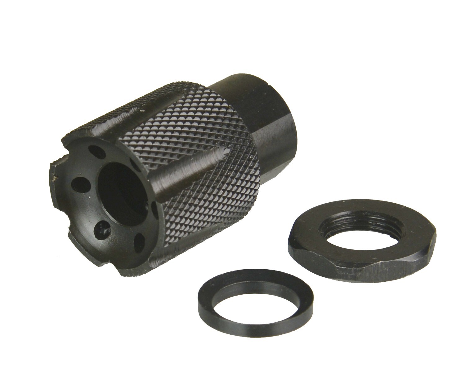 Steel 9/16x24 TPI .40,10mm .350 Muzzle Brake Compensator W Jam Nut Crush Washer