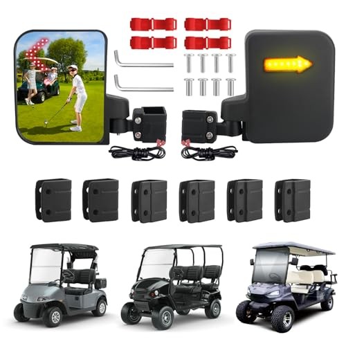 Golf Cart Side View Mirrors, Golf Cart Mirrors with Turn Signal Light, No