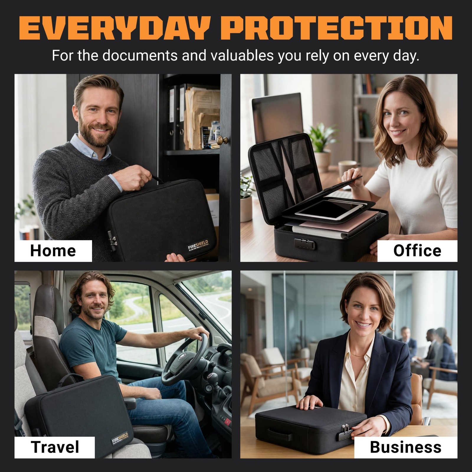FIRESHIELD PRO 5200°F Fireproof Document Box with Lock – Fire Safe Organizer...