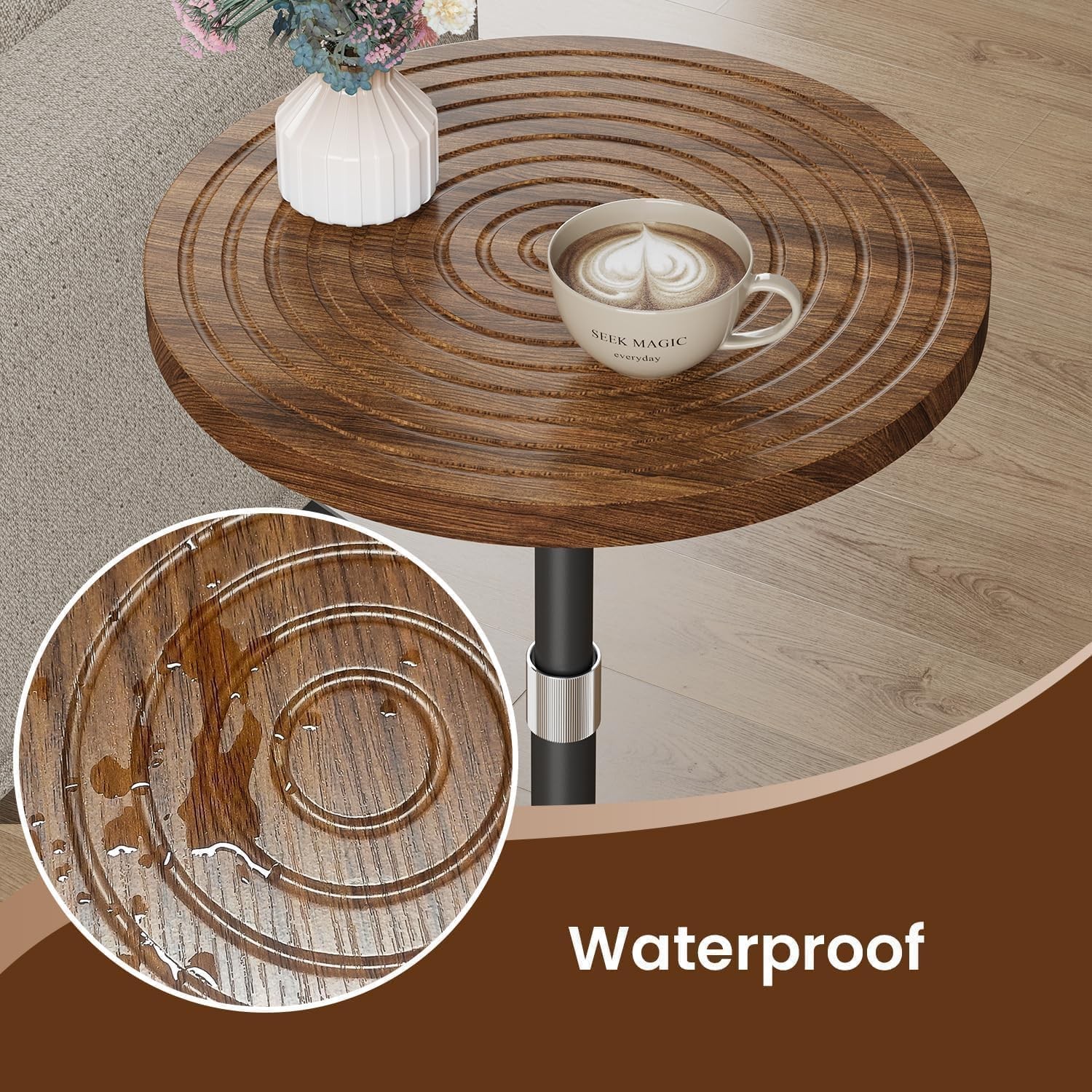 Drink Table, Pedestal Side Table, Small Round Side Table for Small Spaces (Ac...