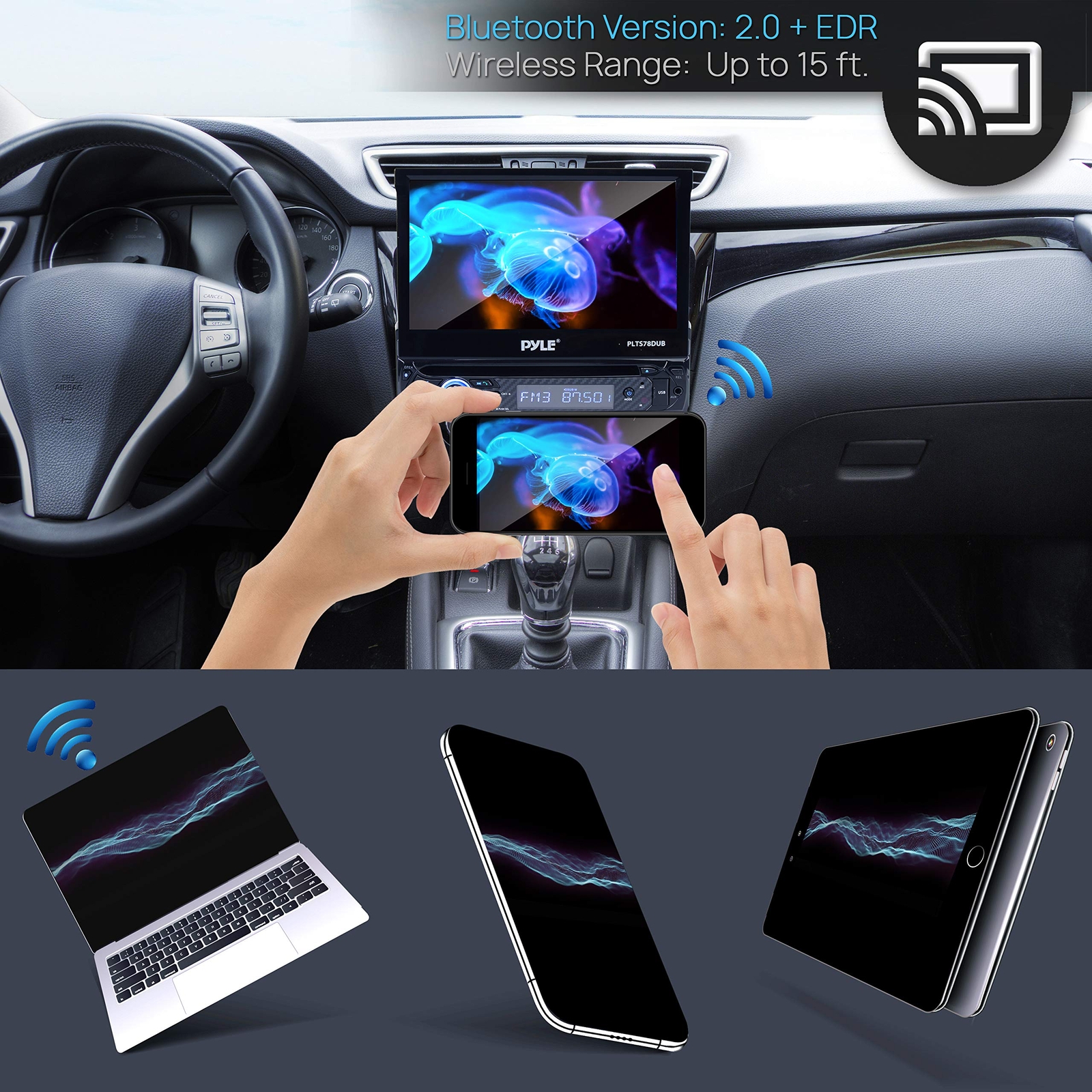 Pyle Single DIN 7" Touchscreen Bluetooth Stereo CD/DVD Receiver