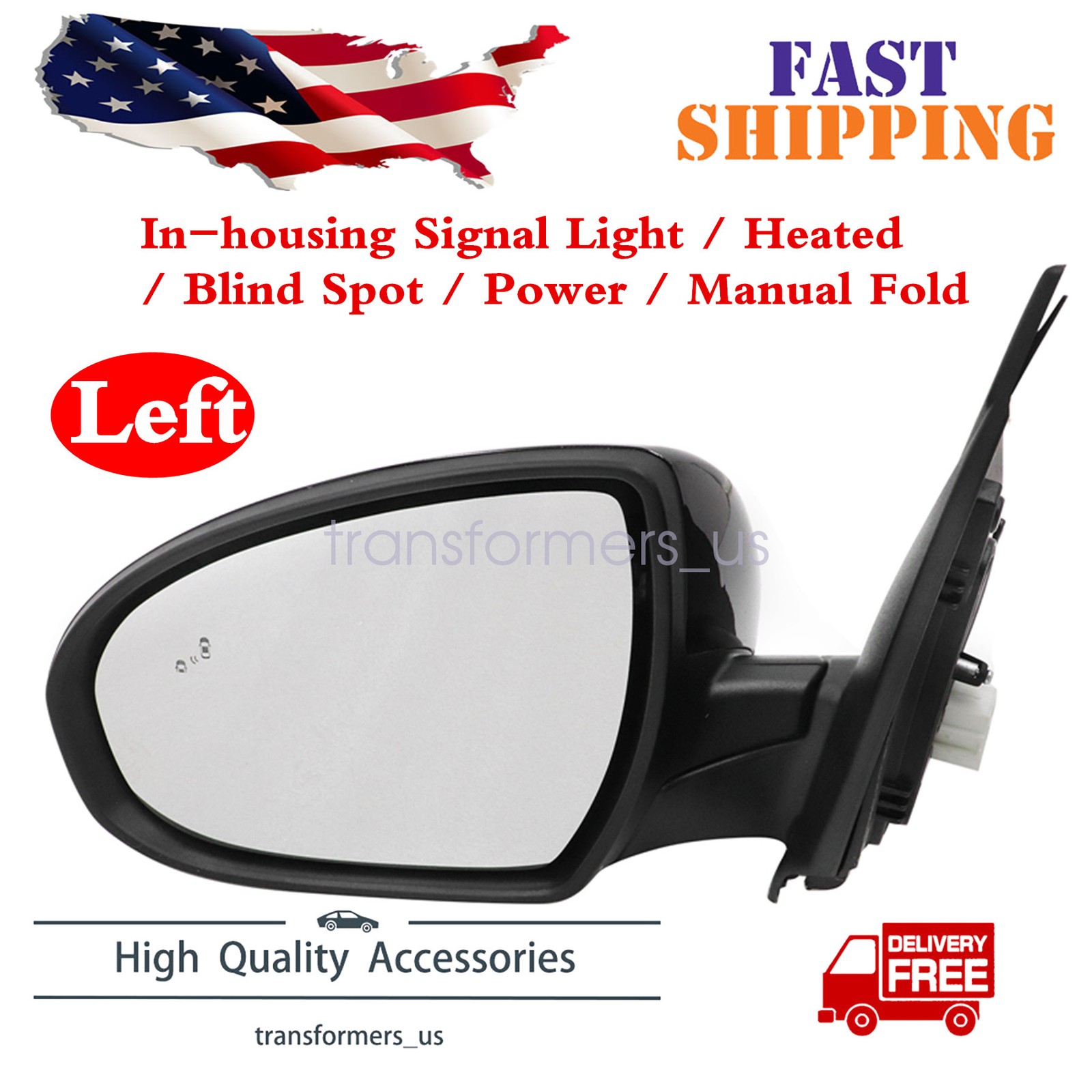 For Hyundai Tucson 2019-2021 8Pin Mirrors Driver Left Side Heated Manual Fold