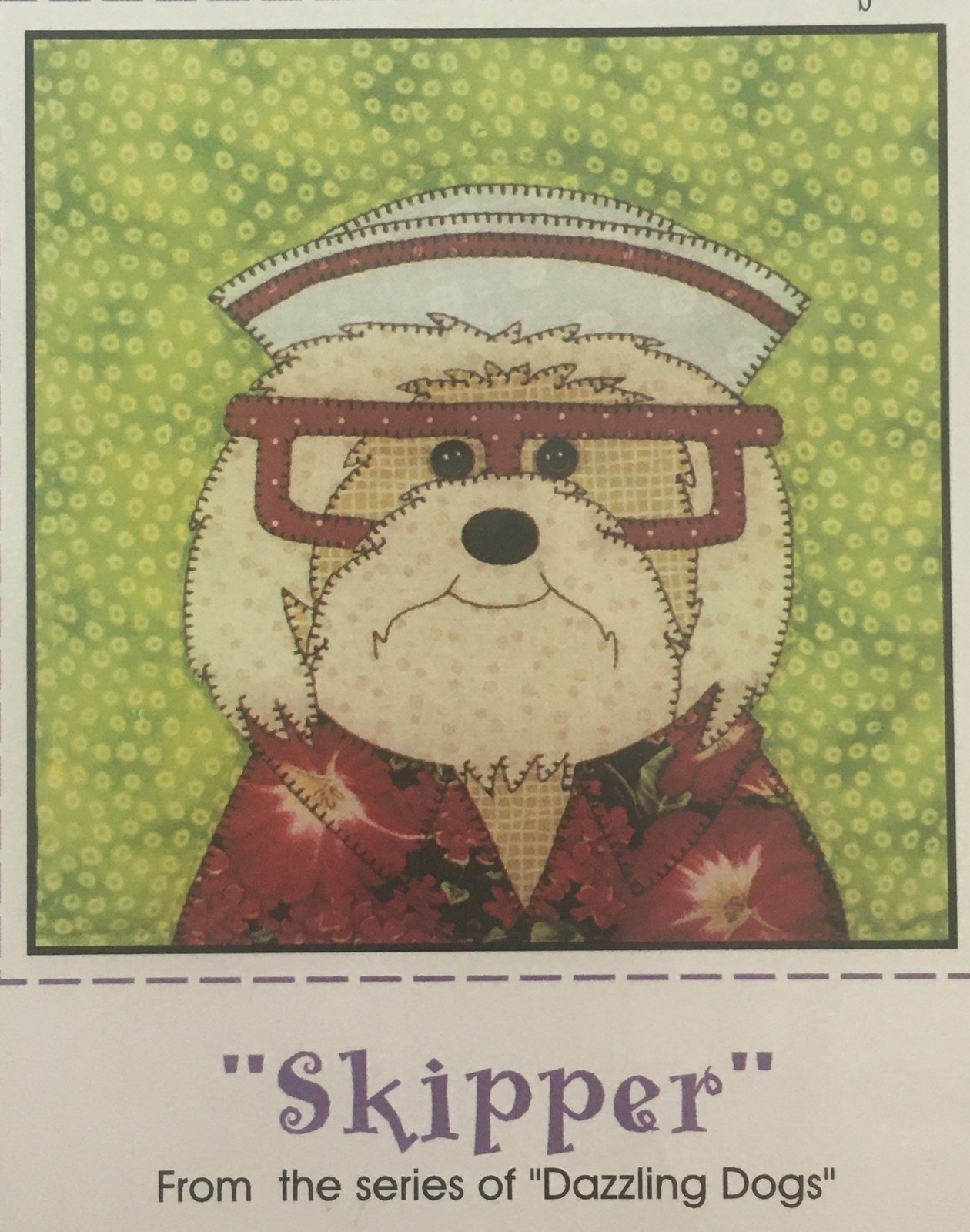 Amy Bradley 9x9" Quilt Block Sewing Pattern - Skipper, From Dazzling Dogs series