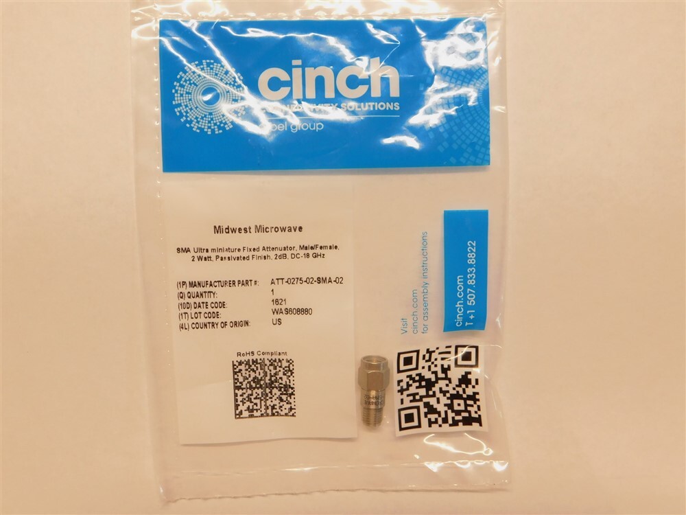 Midwest Microwave ATT-0275-02-SMA-02 SMA Ultra Miniature Attenuator M/FM dB 2W