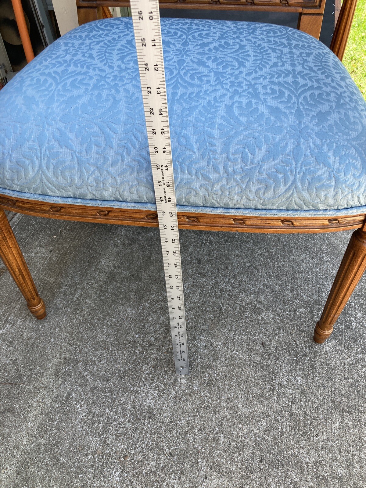 1 Louis XVI Blue Upholstery Arm Chairs. Nice.
