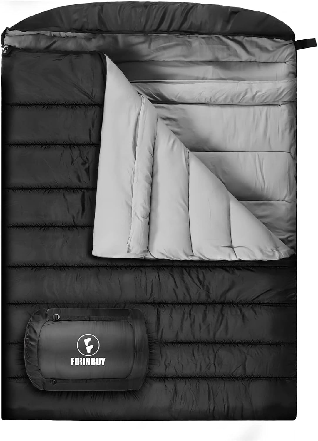 Queen Size 0°F Double Sleeping Bag for 2 Adults - Perfect for Camping & Travel