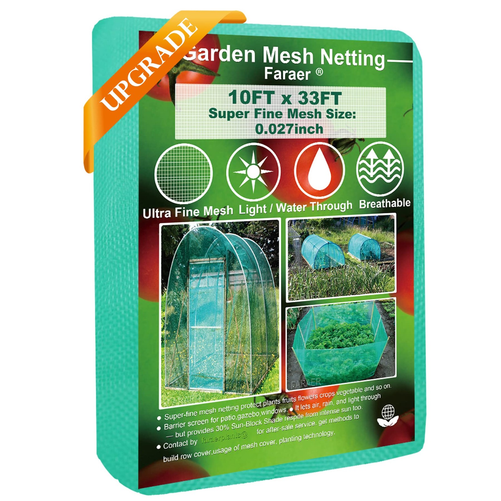 Garden Barrier Netting, Plant Covers 10x33ft Reinforced Green