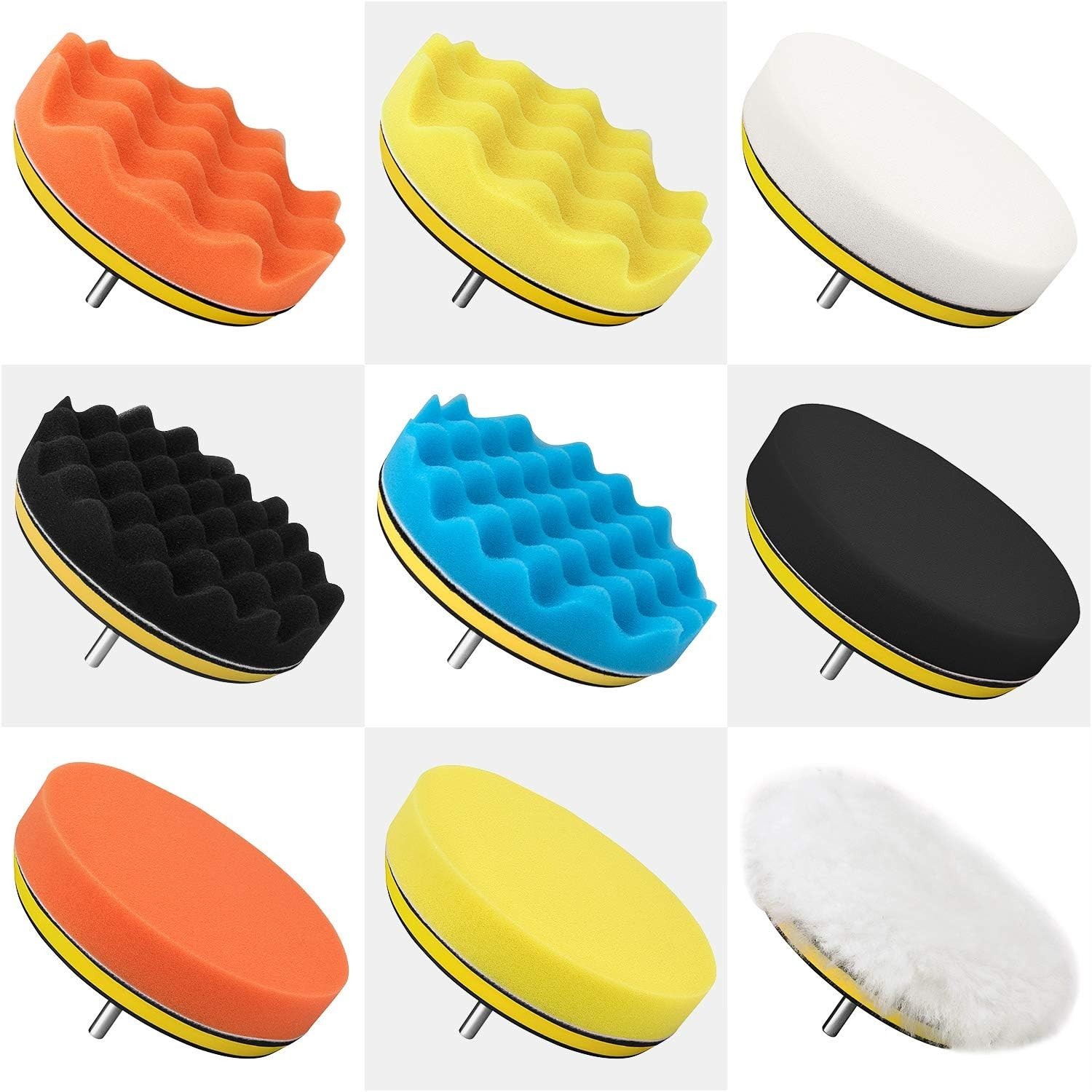 Versatile 6-Inch Buffing Pad Kit with Drill Adapter - 11 Professional Tools