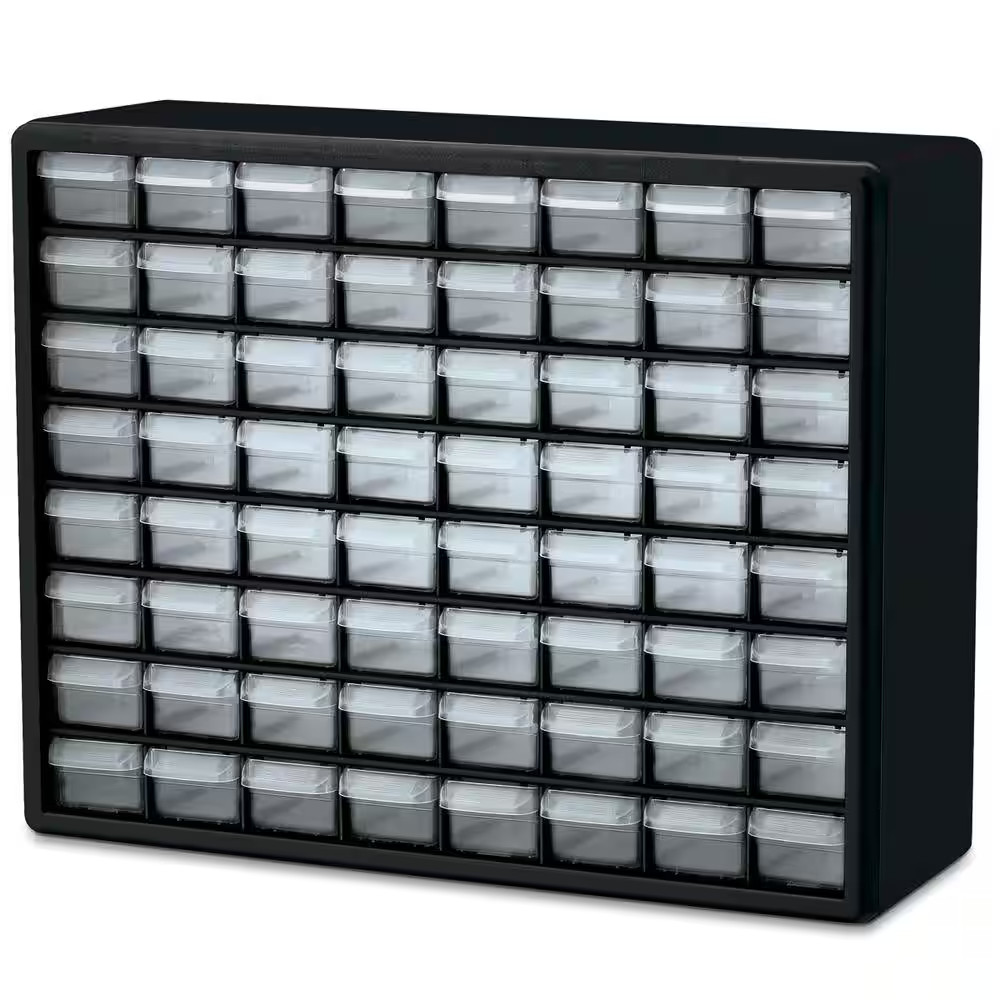 64-Compartment Drawer Small Parts Organizer Hardware Storage, 20 In. W X 6 3/8 I