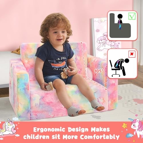 Toddler Couch,Toddler Chair,Kids Sofa Chair 2-in-1 Baby Seat Medium Unicorn