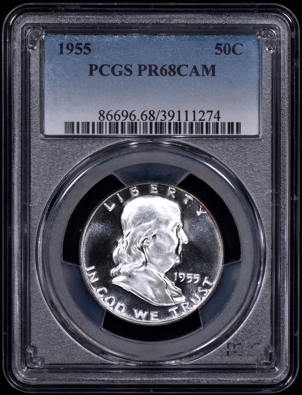 1955 Proof Franklin Half Dollar 50c PCGS PR68 CAM