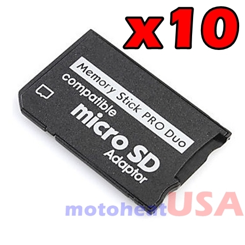 Lot x 10 Memory Stick MS Pro Duo Adapter Micro SD SDHC TF Card Reader PSP Series