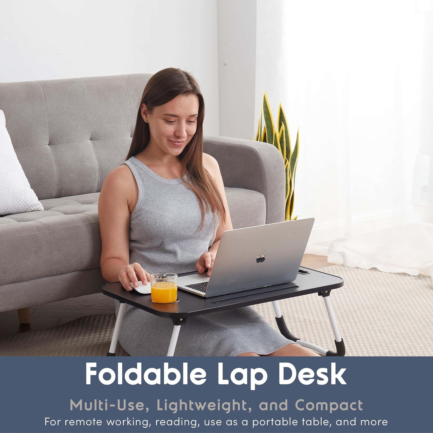 Laptop Bed Tray Table, Adjustable Stand, Portable Lap Large, Black