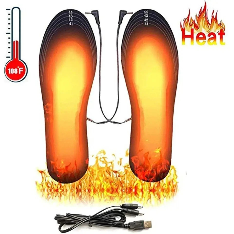 USB Electric Heated Shoe Insoles Warm Socks Feet Heater Foot Winter Warmer Pads