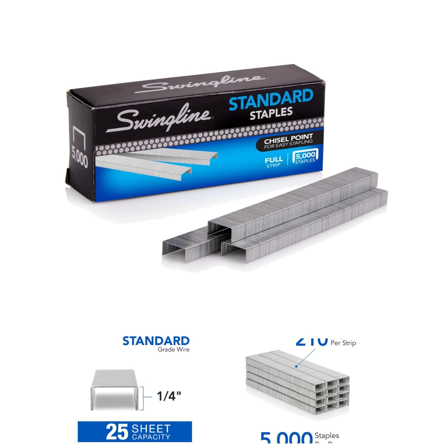 5,000 Standard Steel Staples - Fits Most Staplers, Reliable Office Solution