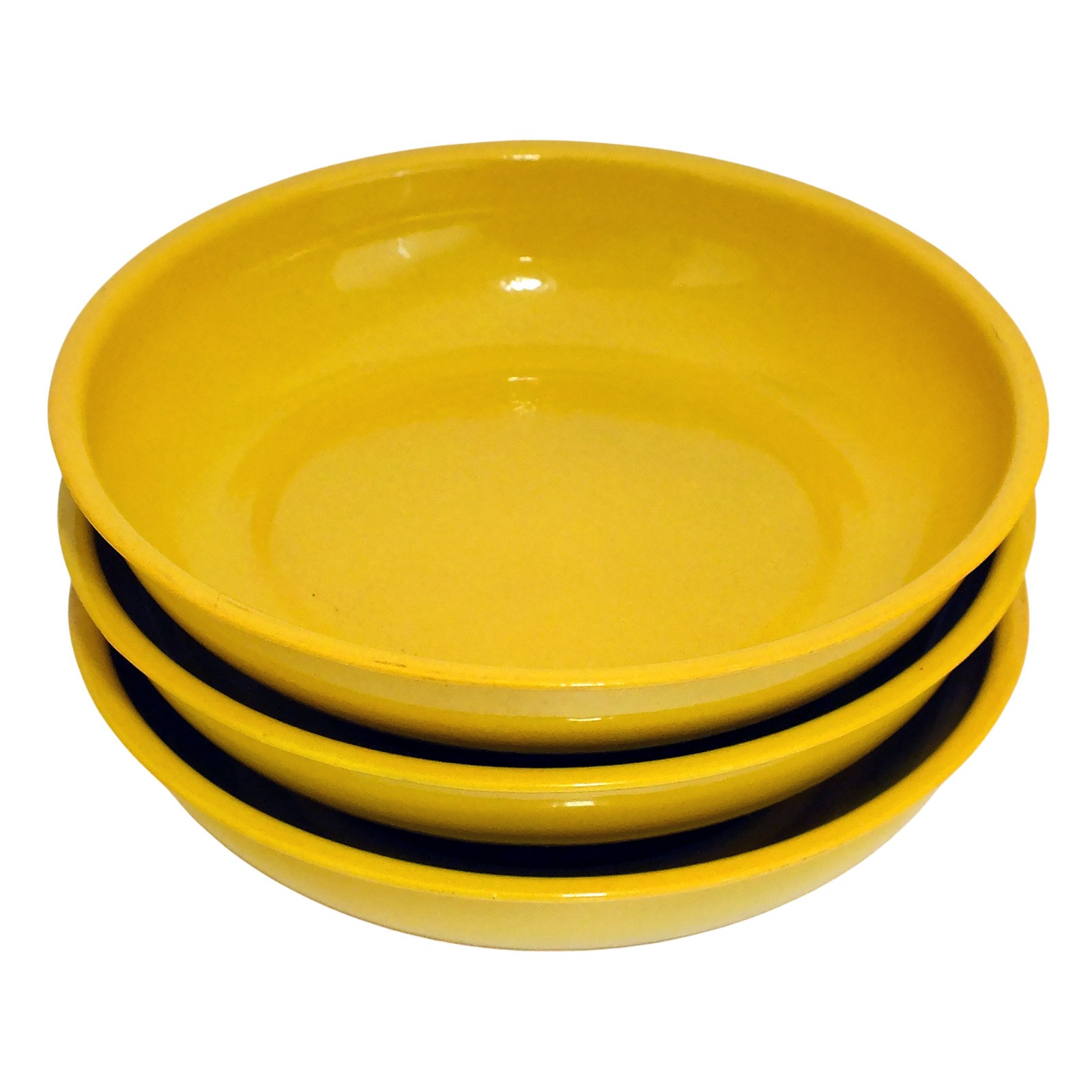 3 x Magnetic Parts Trays 100mm 4" Round Dish for Nuts Bolts Screws Hi-Viz Yellow