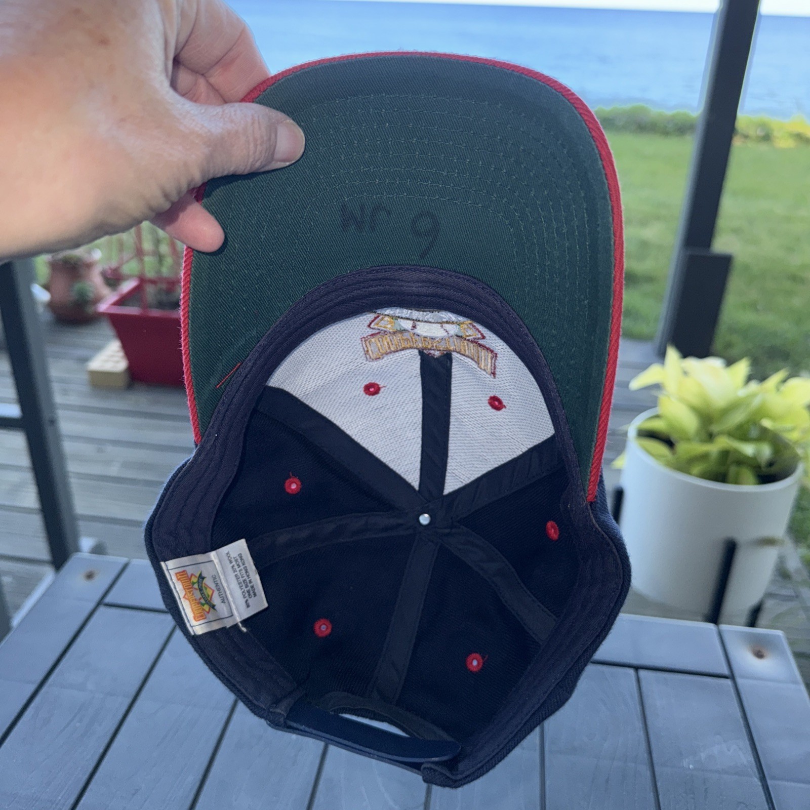 Cooperstown Dreams Park RWB Hat Cap Navy w Red Bill Snapback 20% Wool EUC
