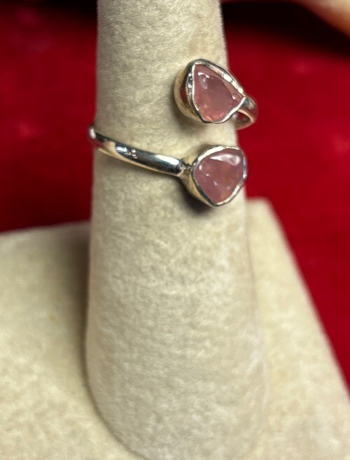 Rose Quartz thumb ring sterling silver size 5