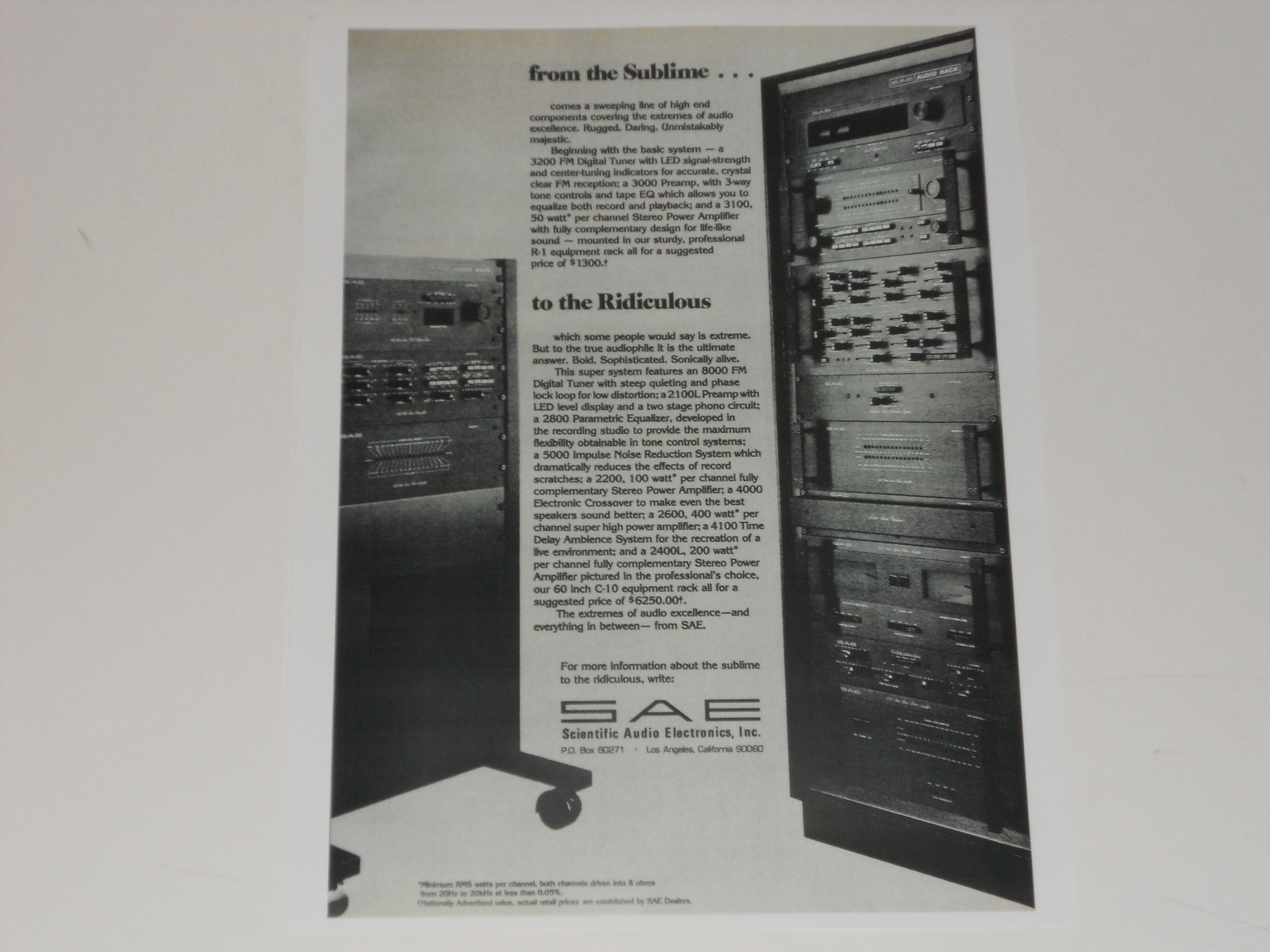 SAE 1978 Ad, 2200 amp, 3000 Pre, 3200 Tuner, 2100L, 2800 EQ, 2600 Amp, 1 page