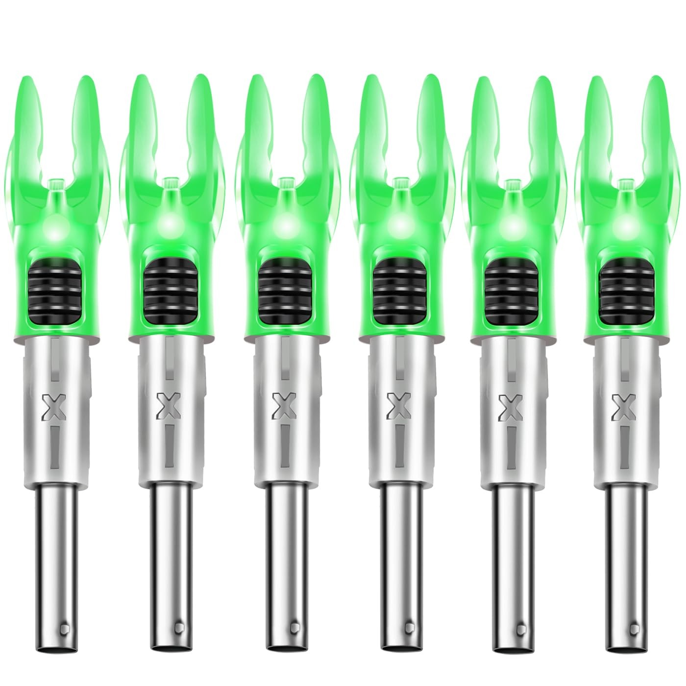 X Lighted Nocks for Arrows .204”/.233”/.244”/.246” with ON/Off Switch 6-Pack ...