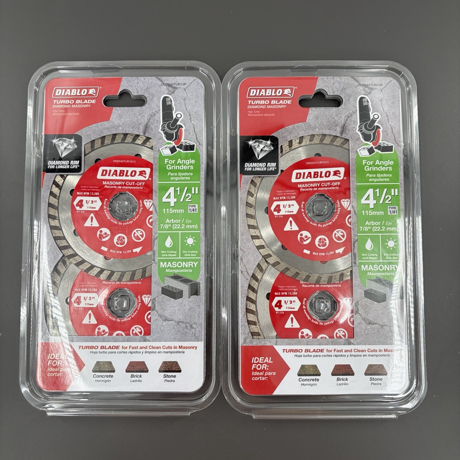 DIABLO 4-1/2 in. Turbo Rim Masonry Diamond Cut Off Blade Value Pack (2-Pack)