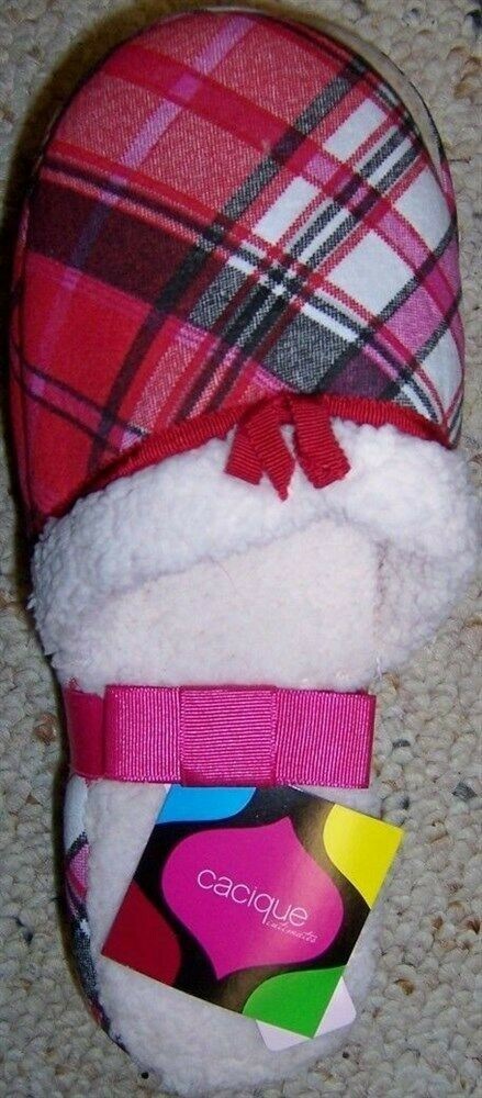 Slipper Scuffs Festive Red Plaid Cacique size Small/Medium New