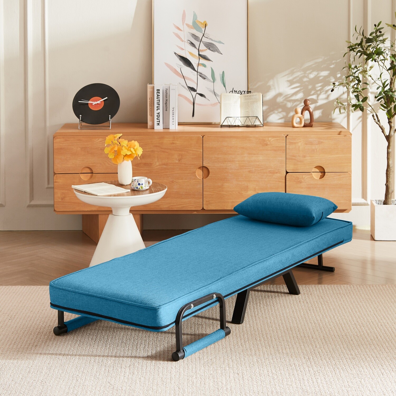 Convertible Sleeper Sofa Bed Single Sofa Bed Folding Sofa Bed w/ Pillow